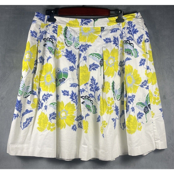 RSVP by TALBOTS‎ Floral Yellow/Blue Pleated Lined Skirt Cotton Blend Sz 18W - Picture 1 of 9